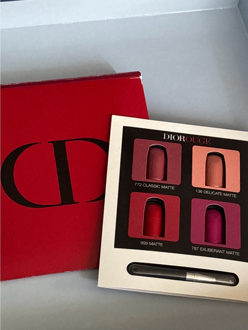 ☀️5/$20 Dior Rouge Dior Lipstick 4 Shade Matte Sample Palette + Mini Brush